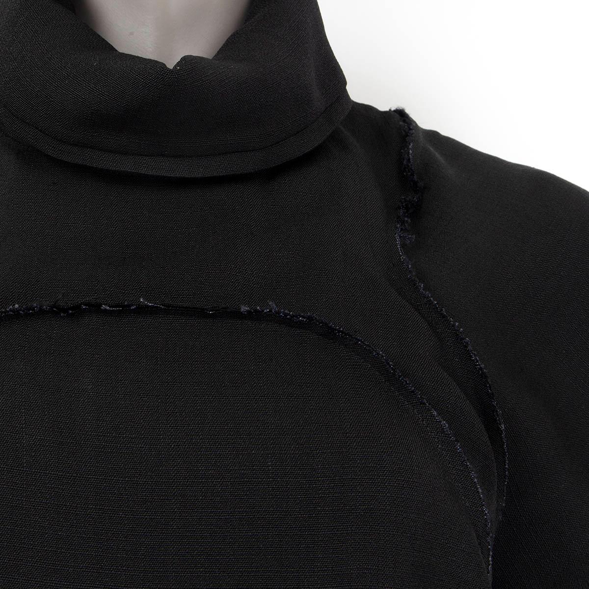 Black CELINE black viscose cAP SLEEVE TURTLENECK MIDI SHIFT Dress 38 S For Sale