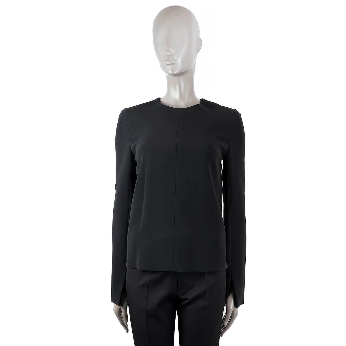 CELINE black viscose SPLIT CUFF LONG SLEEVE Shirt 38 S In Excellent Condition For Sale In Zürich, CH