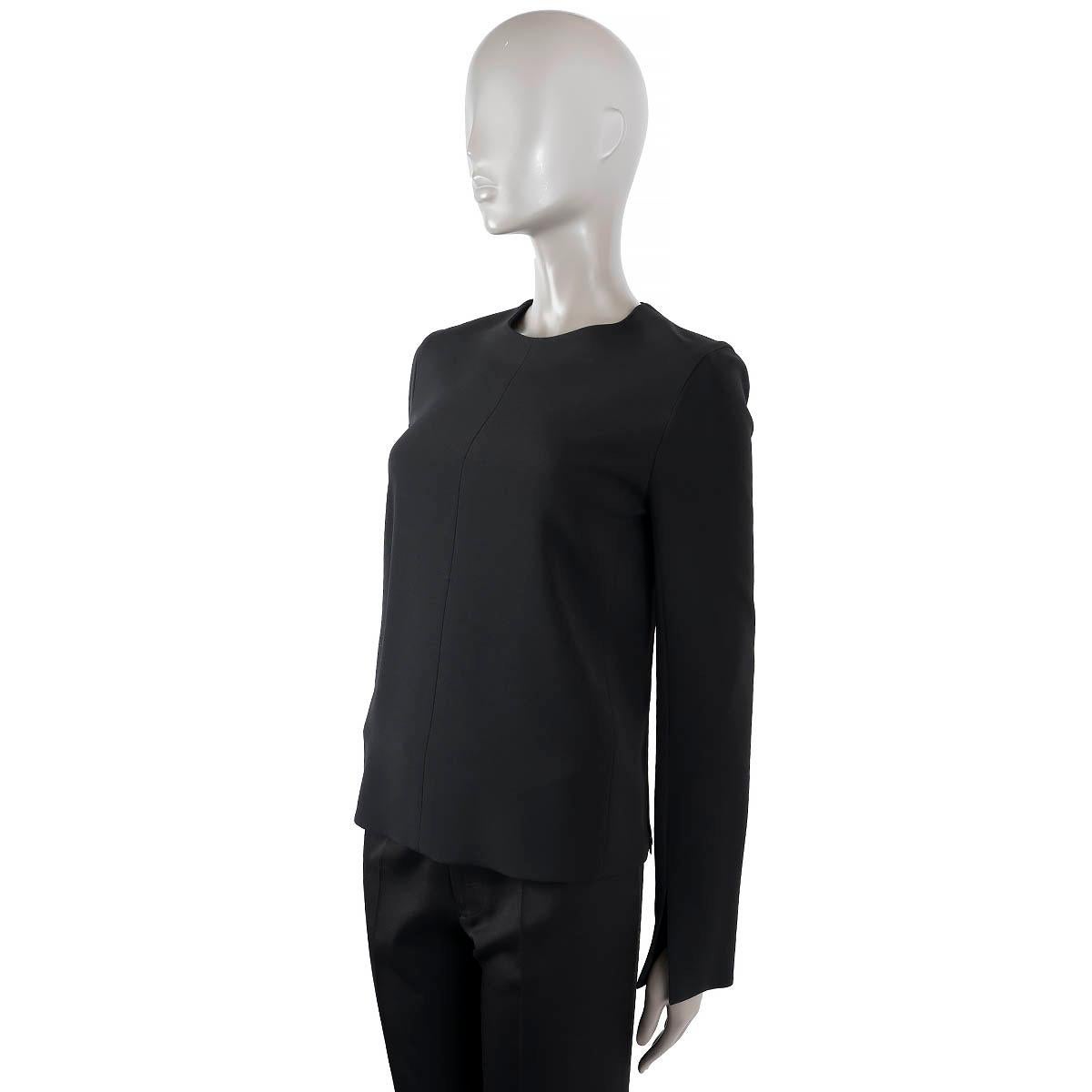 Céline, chemise à manches longues en viscose noire à franges fendues, 38 S Pour femmes en vente