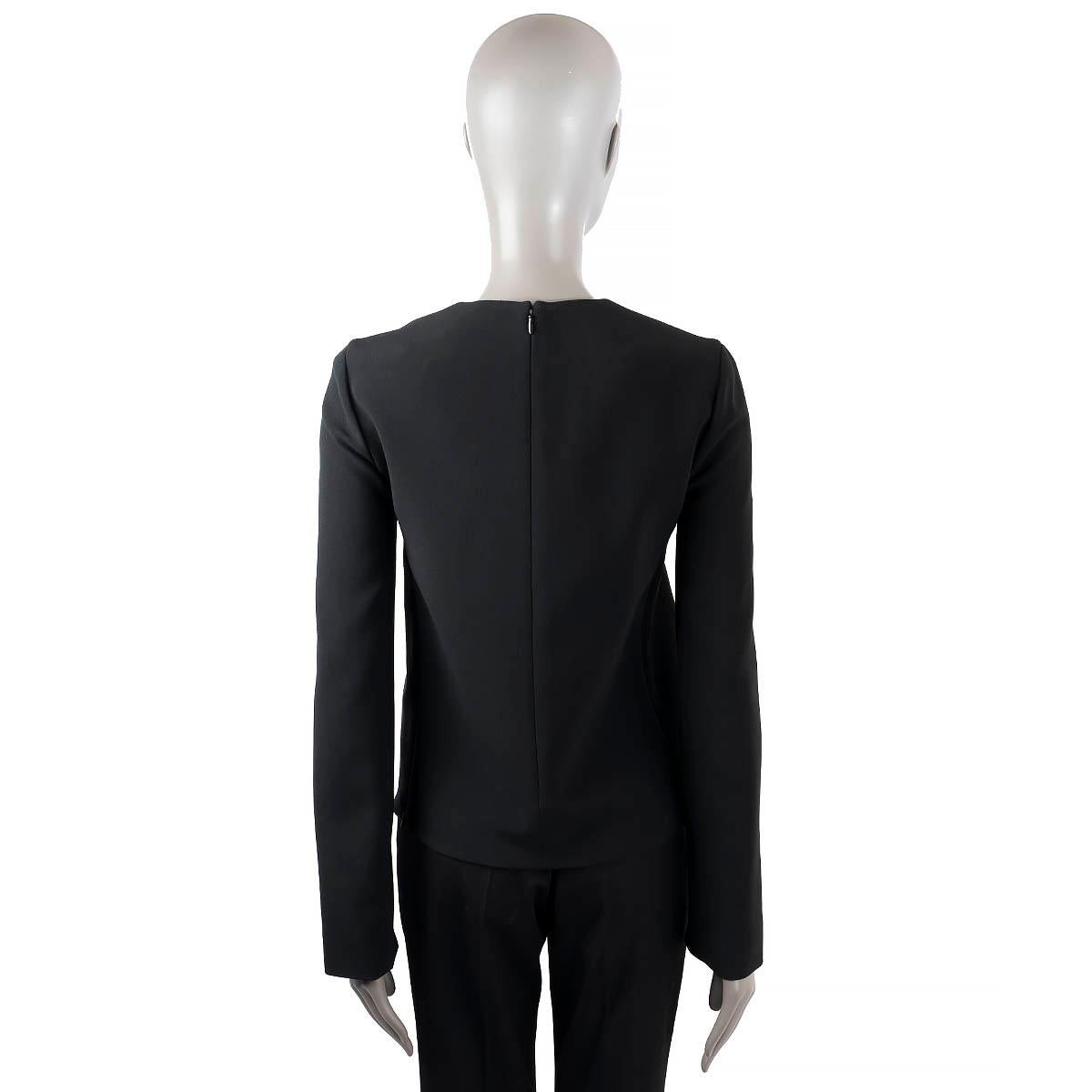 Céline, chemise à manches longues en viscose noire à franges fendues, 38 S en vente 1