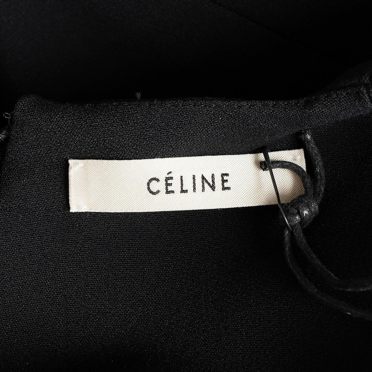 Céline, chemise à manches longues en viscose noire à franges fendues, 38 S en vente 3