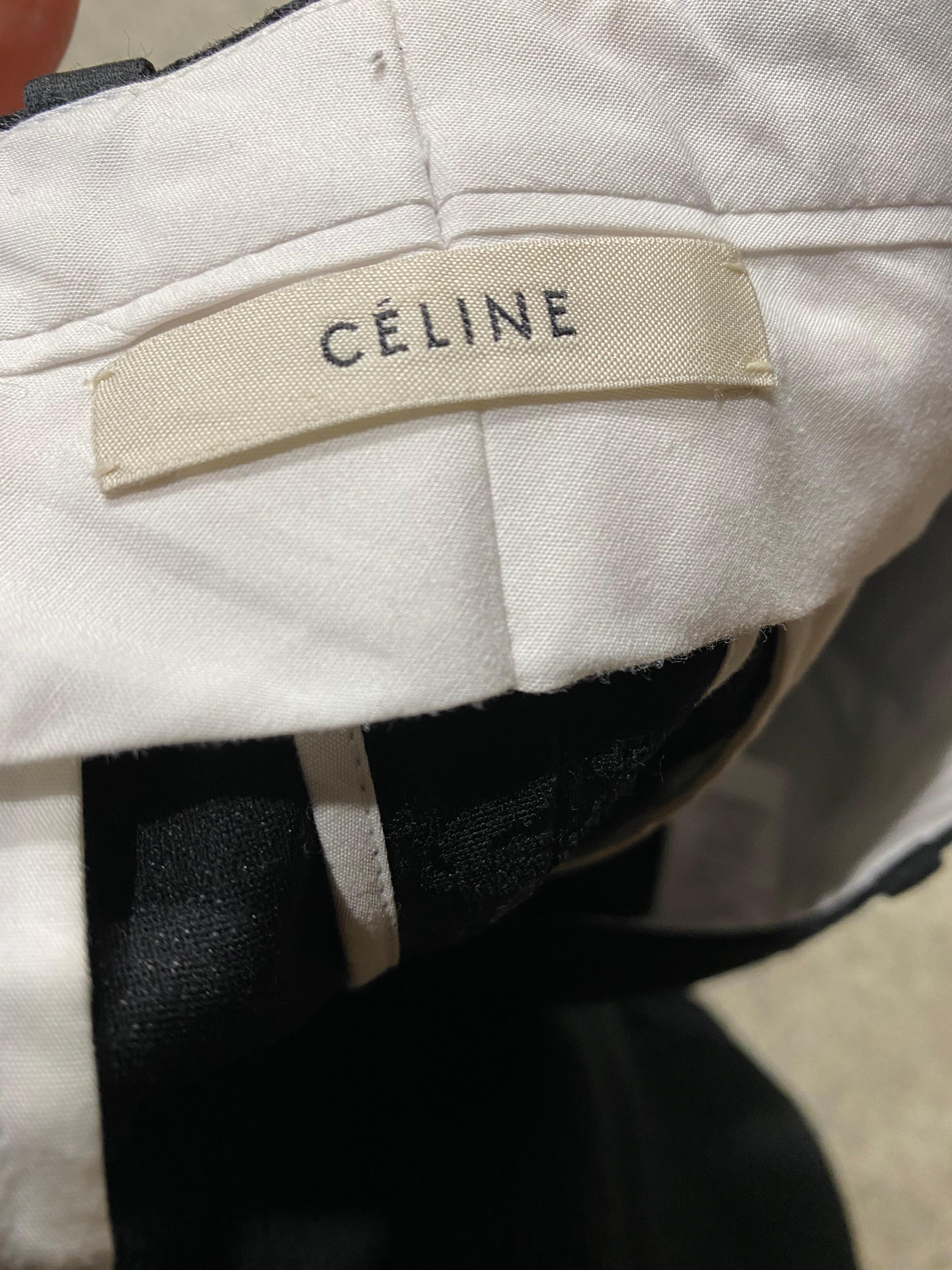 CELINE Black w/ Floral Print Straight Trousers Pants Size 38 3