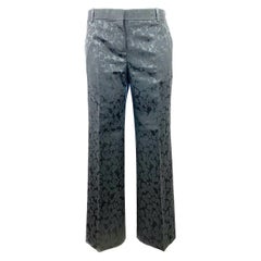 CELINE Black w/ Floral Print Straight Trousers Pants Size 38 
