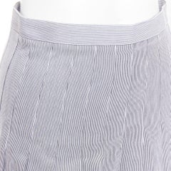 CELINE black white cotton striped box pleated high waist midi skirt FR36 S