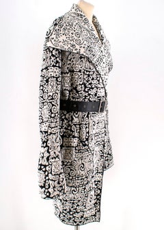 Celine Black & White Knit Jacquard Coat 38