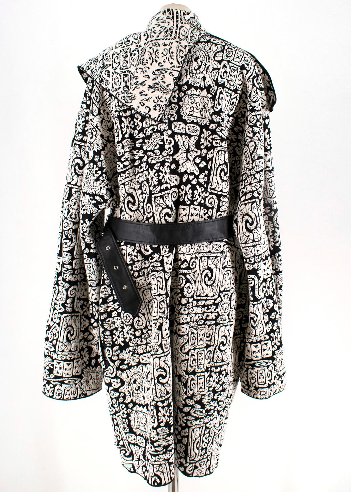 Gray Celine Black & White Knit Jacquard Coat 38