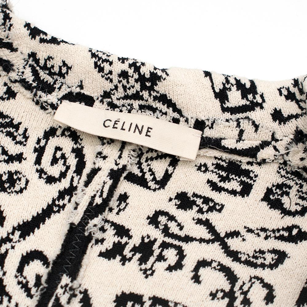 Women's Celine Black & White Knit Jacquard Coat 38