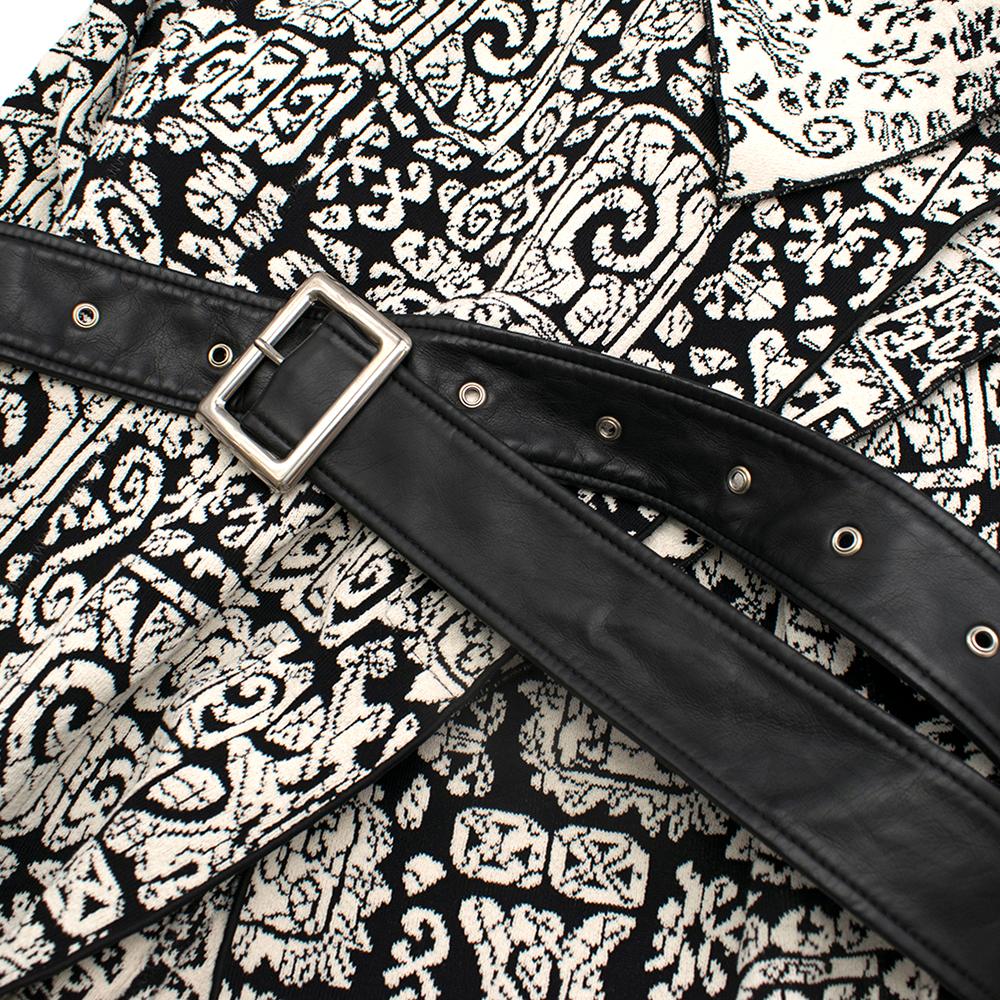 Celine Black & White Knit Jacquard Coat 38 2