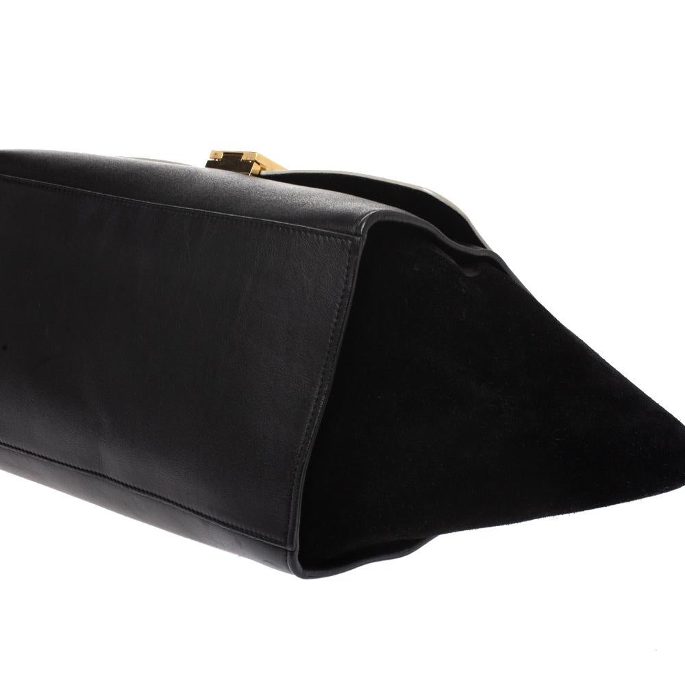Women's Celine Black/White Leather and Suede Medium Trapeze Bag
