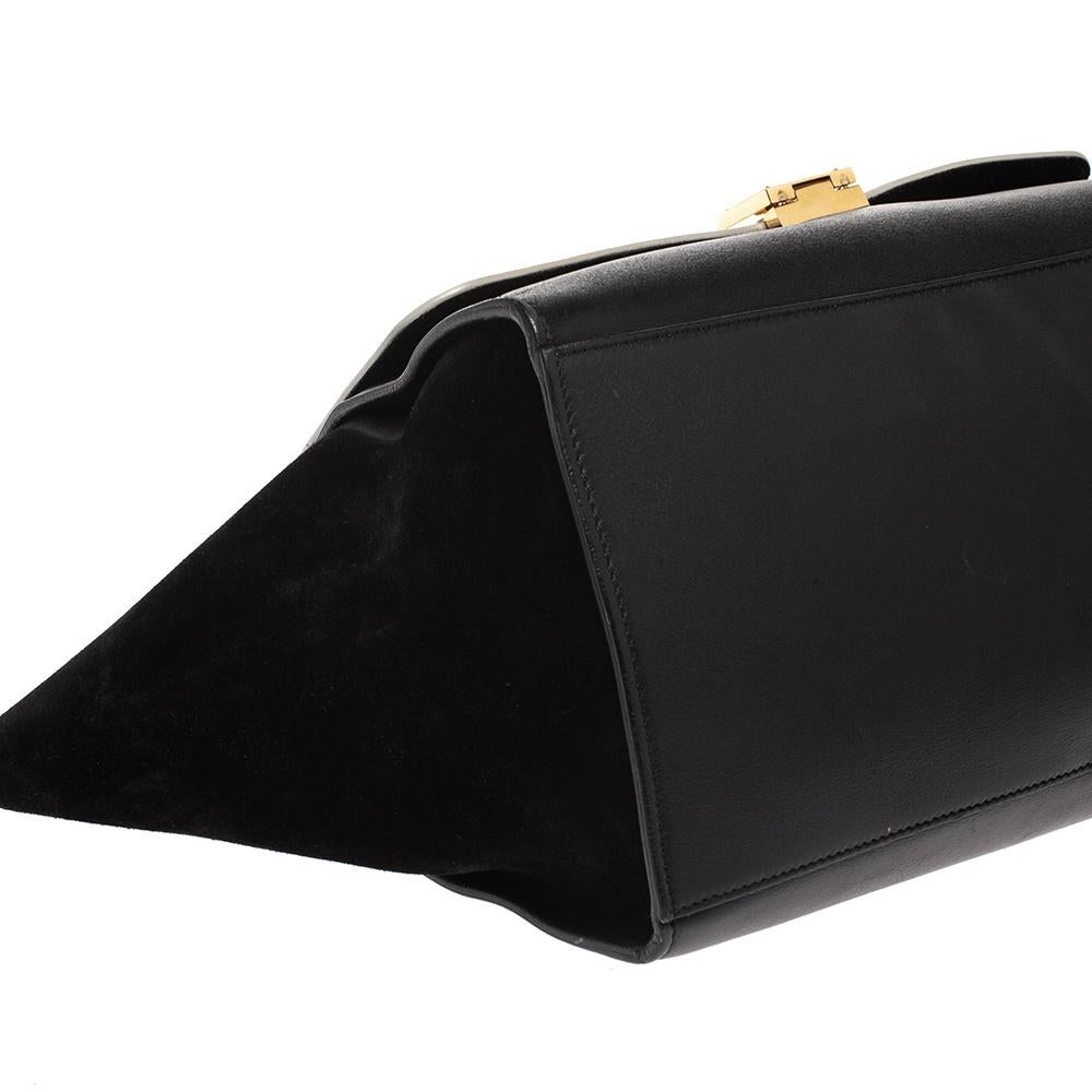 Celine Black/White Leather and Suede Medium Trapeze Bag 1