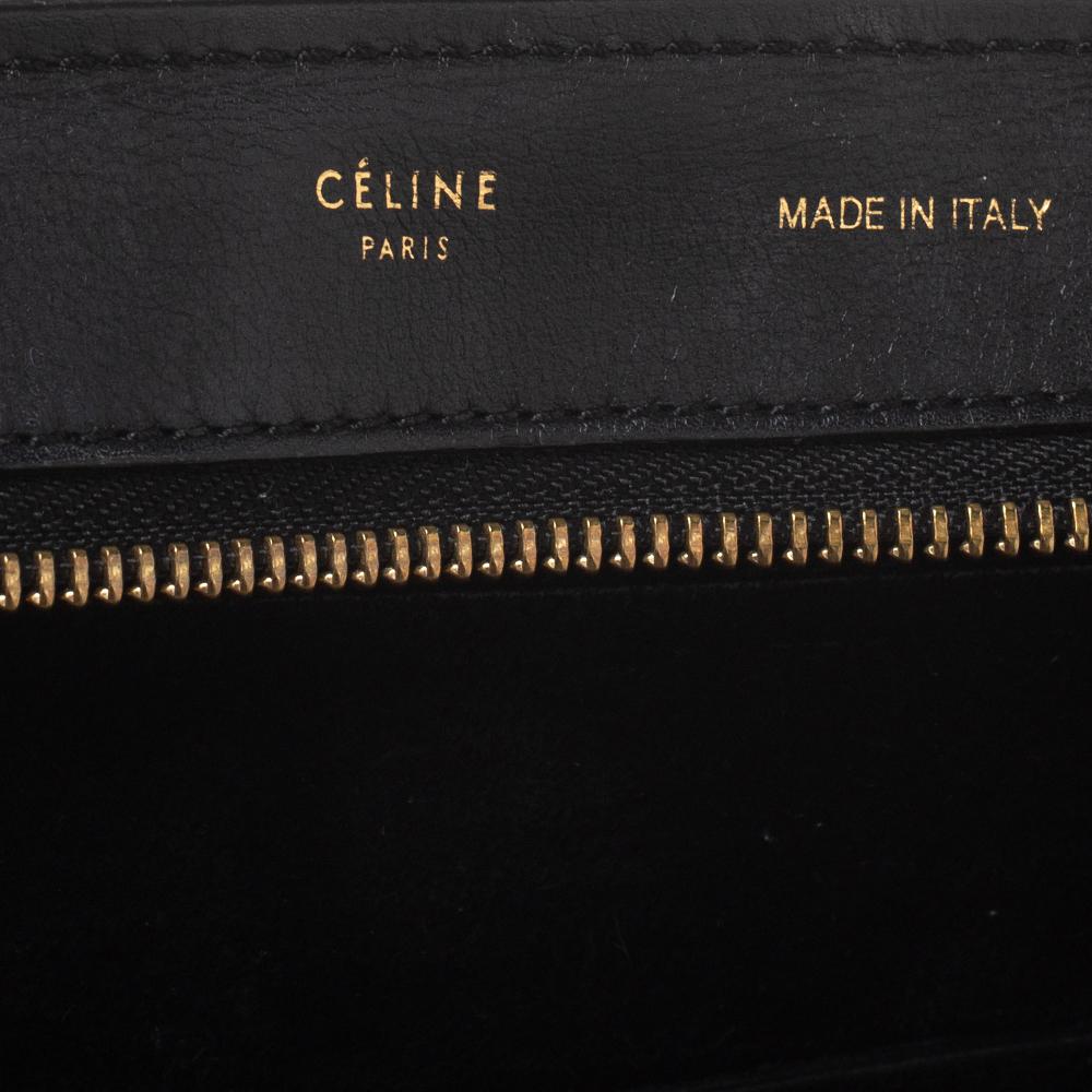 Celine Black/White Leather and Suede Medium Trapeze Bag 2
