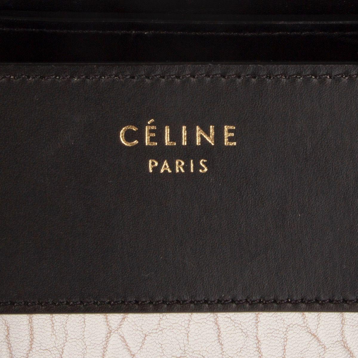 CELINE black & white  leather MINI LUGGAGE Tote Shoulder Bag In Excellent Condition In Zürich, CH