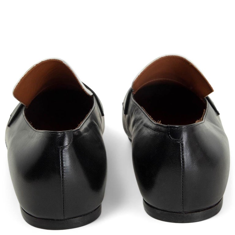 CELINE black and white leather POINTED TOE Loafers Flats Shoes 41 For