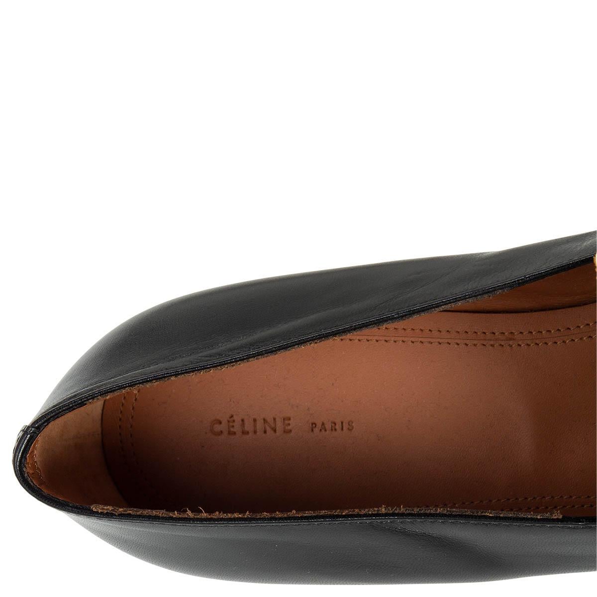 Black CELINE black & white leather POINTED TOE Loafers Flats Shoes 41 For Sale