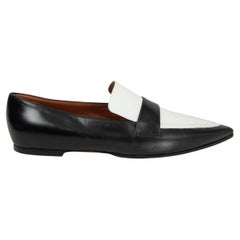 CELINE black & white leather POINTED TOE Loafers Flats Shoes 41