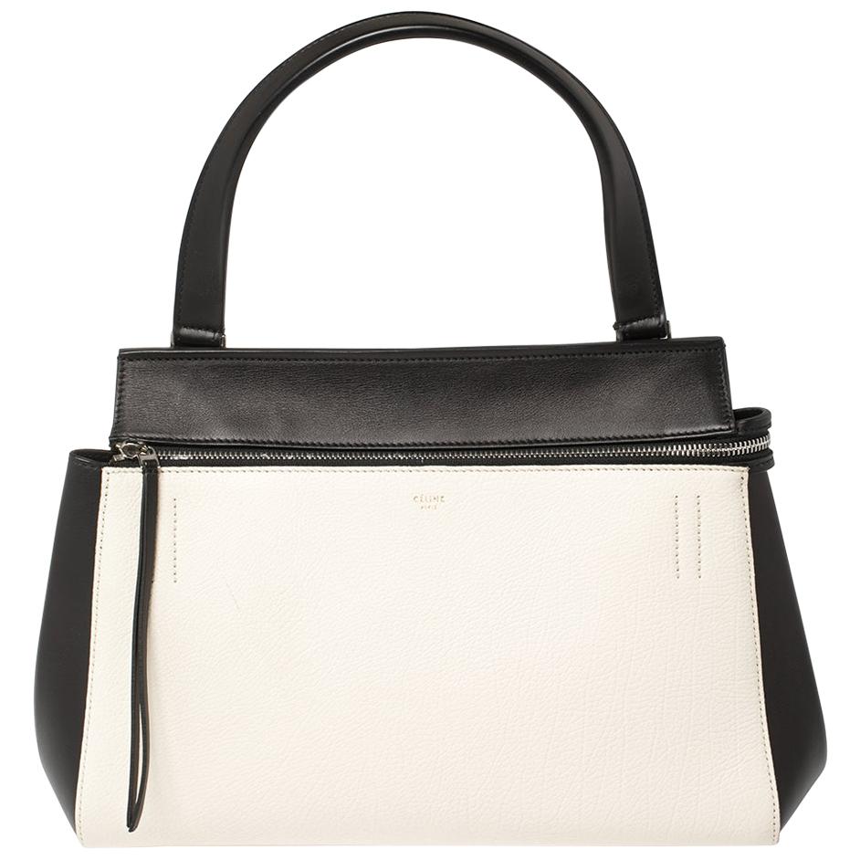 Céline Black/White Leather Small Edge Bag