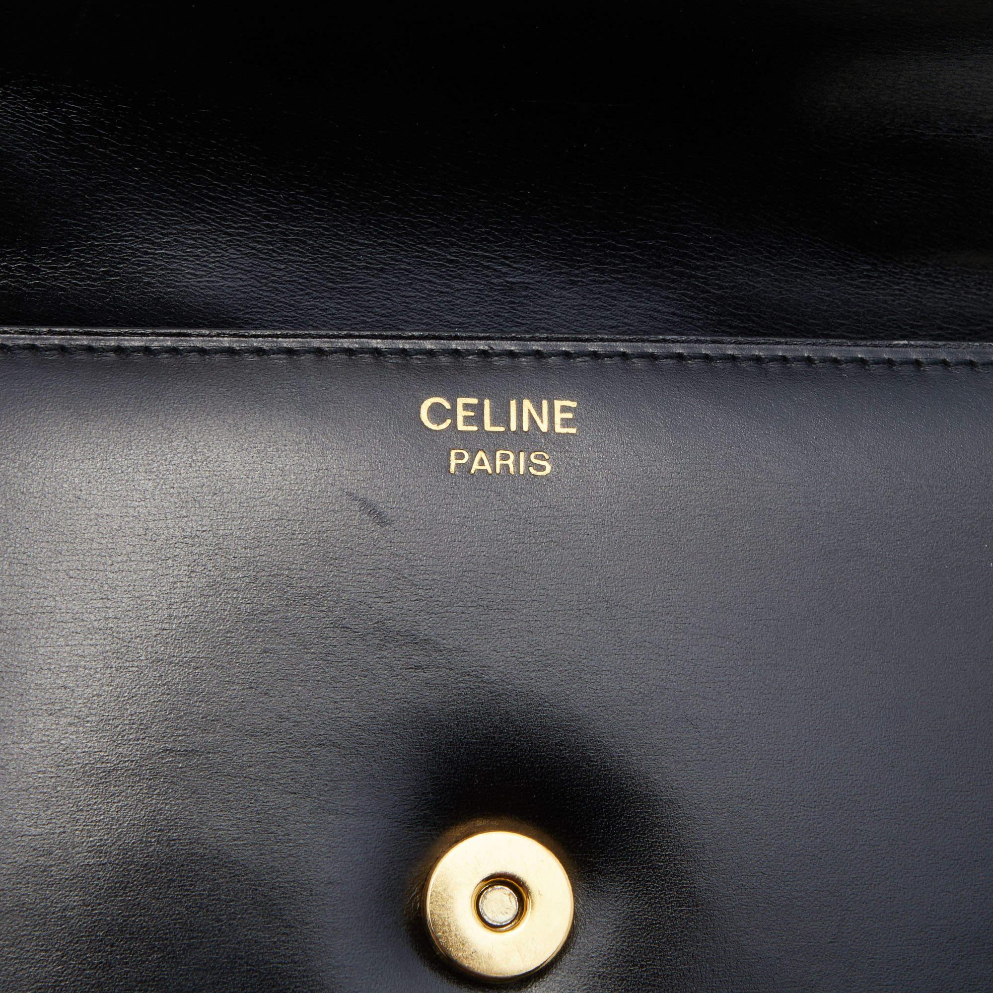 Celine Black/White Leather Vintage Box Top Handle Bag 4
