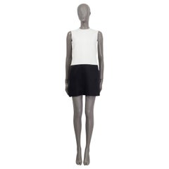 CELINE black & white viscose COLORBLOCK SLEEVELESS SHIFT Dress 34 XXS