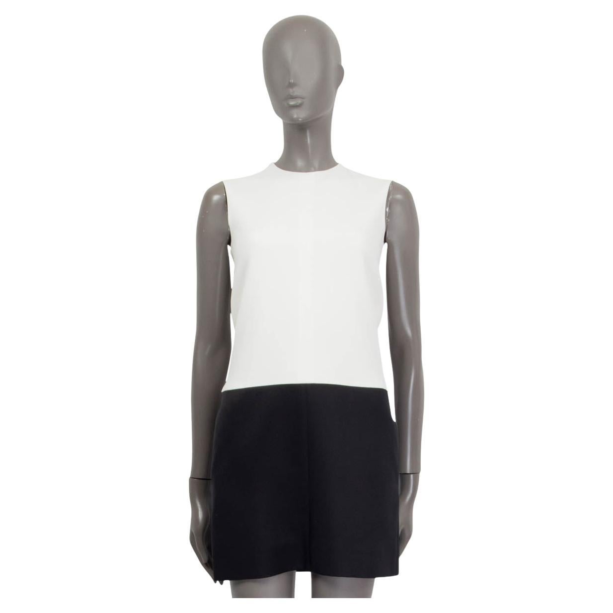CELINE black & white viscose COLORBLOCK SLEEVELESS SHIFT Dress 34 XXS For Sale