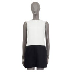CELINE black & white viscose COLORBLOCK SLEEVELESS SHIFT Dress 34 XXS
