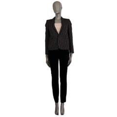 CELINE black & white wool PINSTRIPE CLASSIC Blazer Jacket 34 XXS