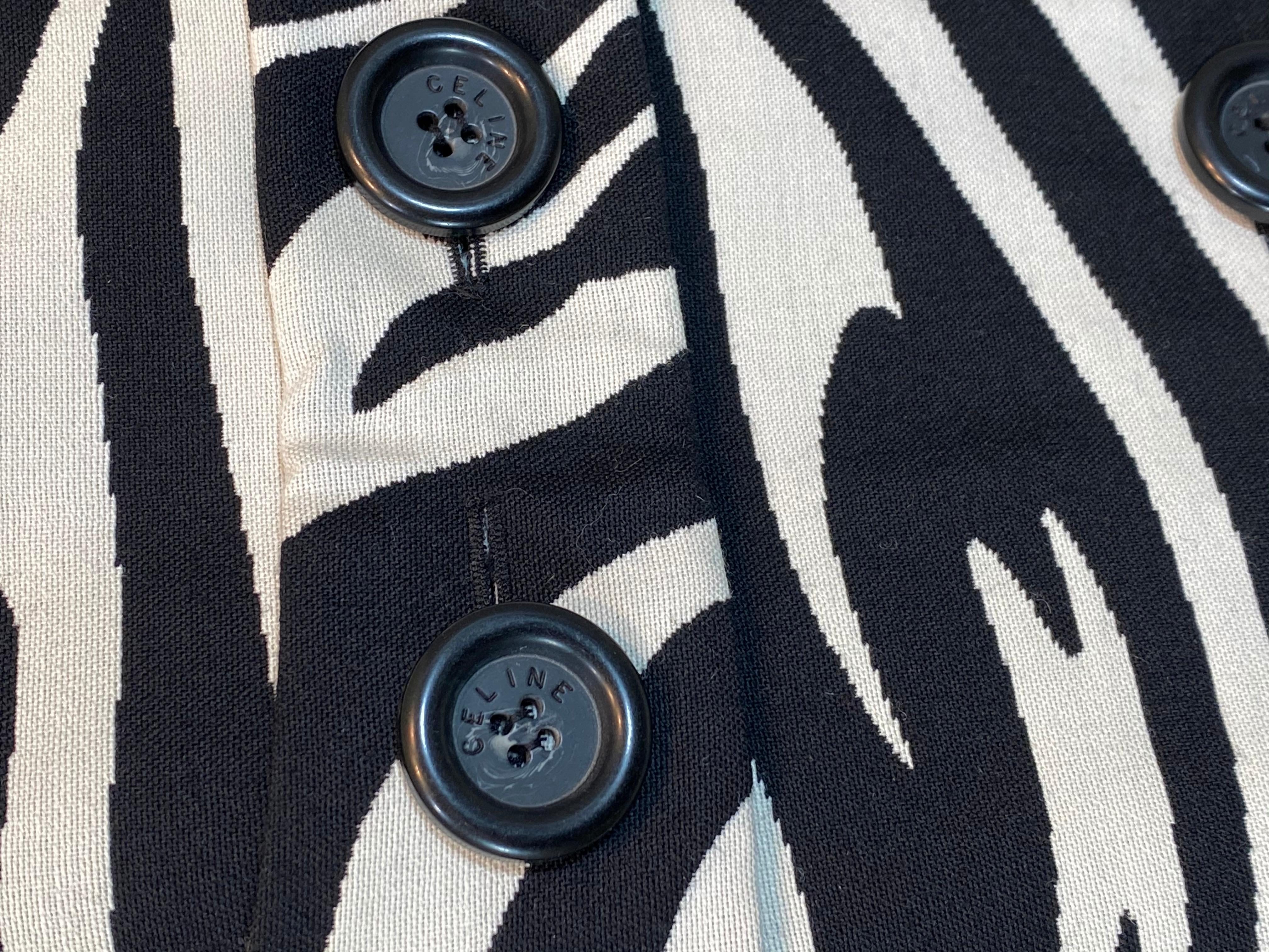 Celine Black & White Zebra Print Coat In Excellent Condition In Carmel, CA