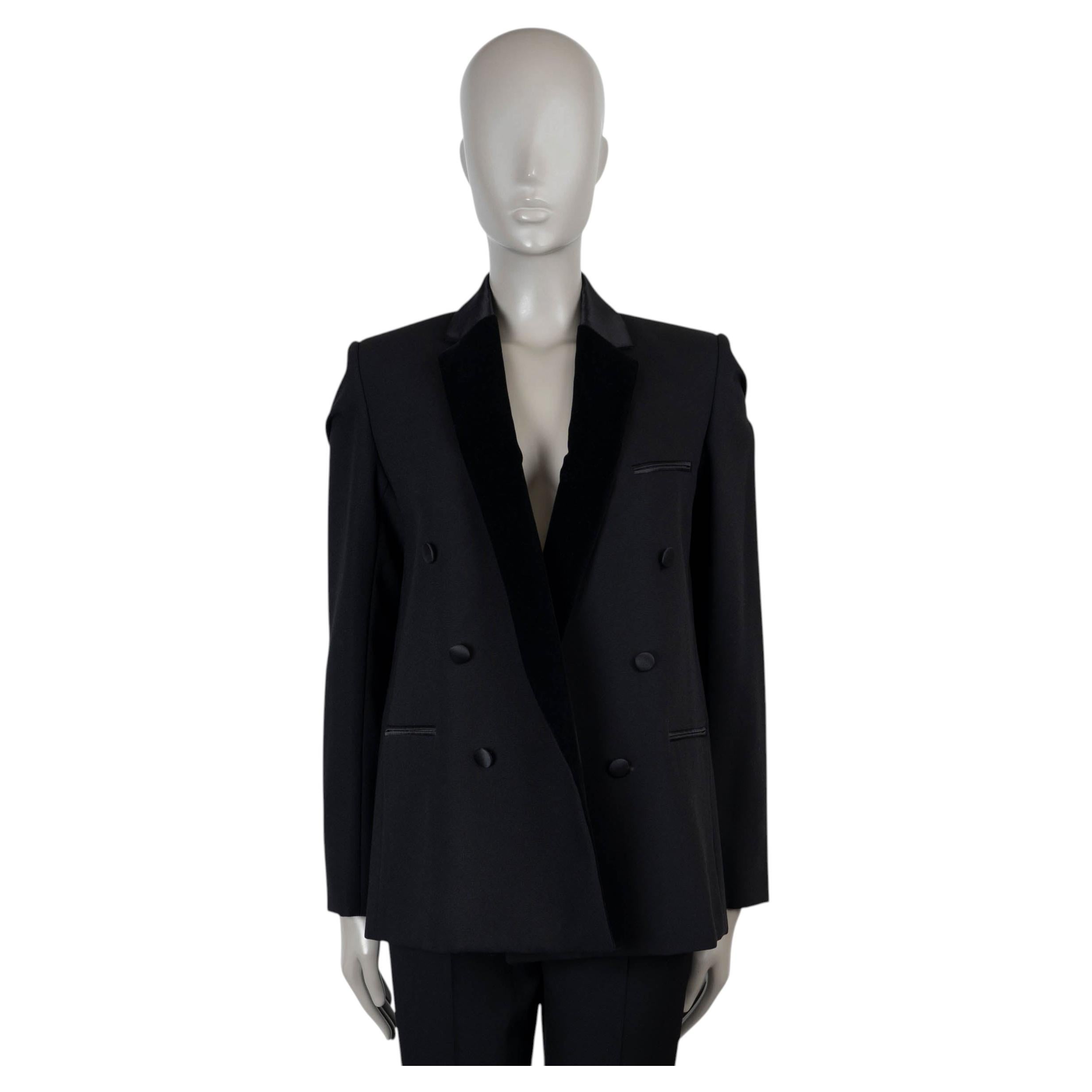 CELINE negro lana 2011 VELVET TRIM Blazer Chaqueta 40 M