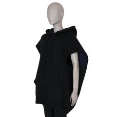 CELINE black wool 2018 DOUBLE FACE HOODED PONCHO Jacket S