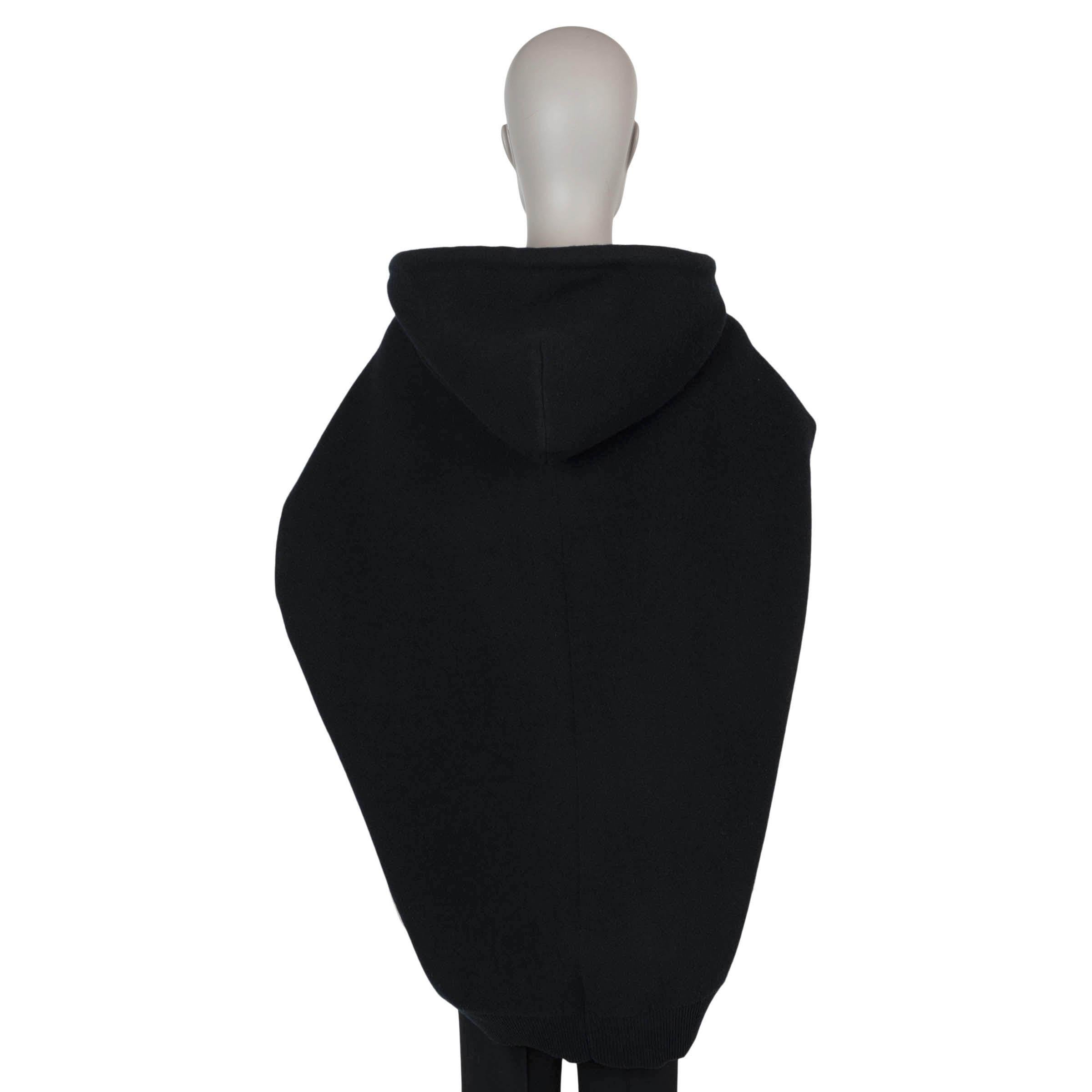 Black CELINE black wool 2018 DOUBLE FACE HOODED PONCHO Jacket S For Sale