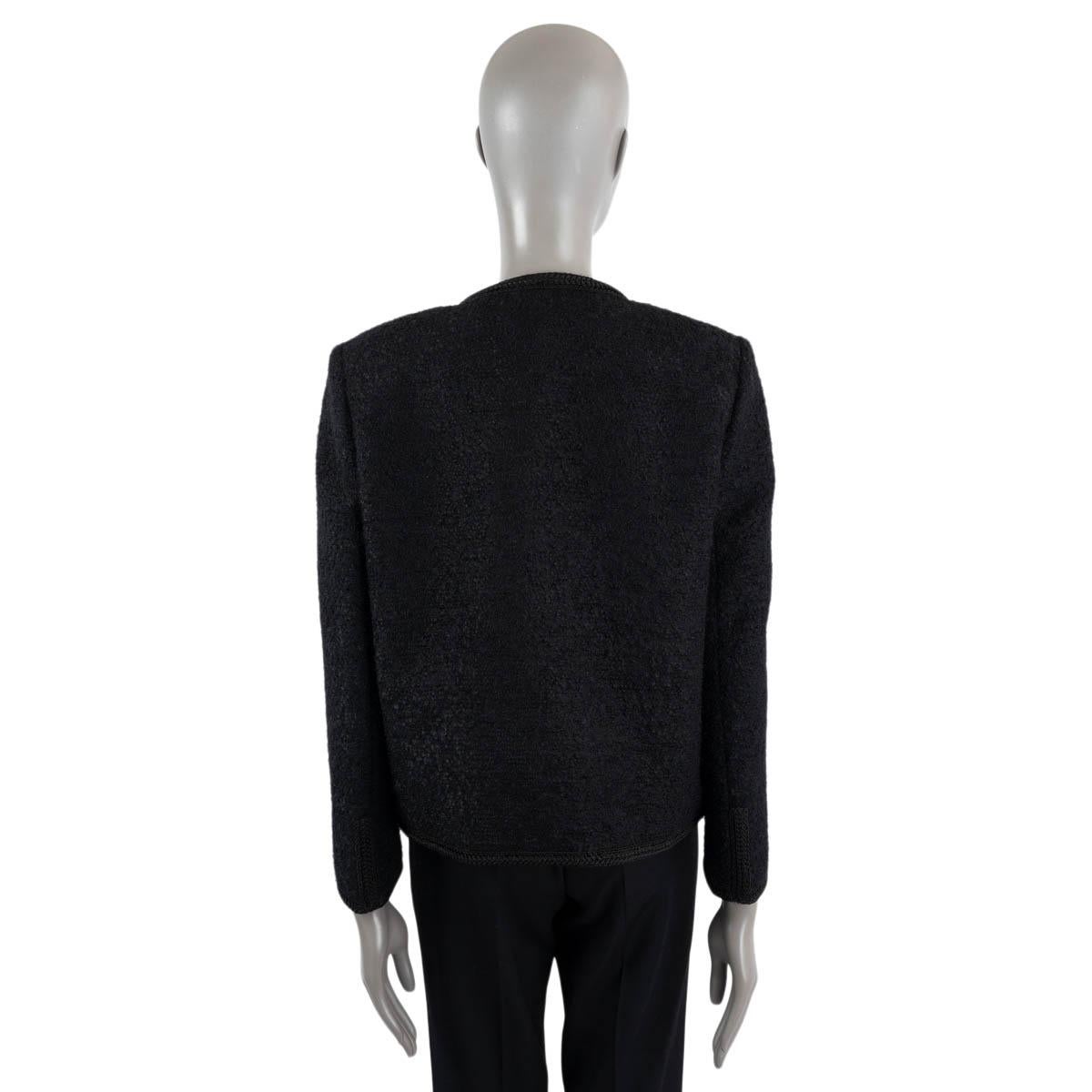 CELINE black wool 2020 CHASSEUR OPEN TWEED Jacket 42 L 1