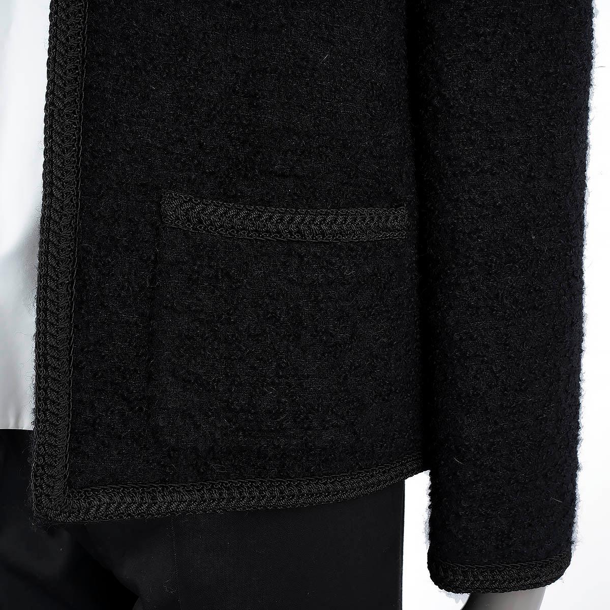 CELINE black wool 2020 CHASSEUR OPEN TWEED Jacket 42 L 2
