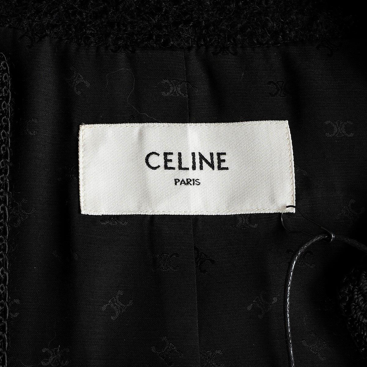 CELINE black wool 2020 CHASSEUR OPEN TWEED Jacket 42 L 3