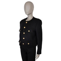 CELINE black wool 2022 CHASSEUR TWEED Jacket 44 XL