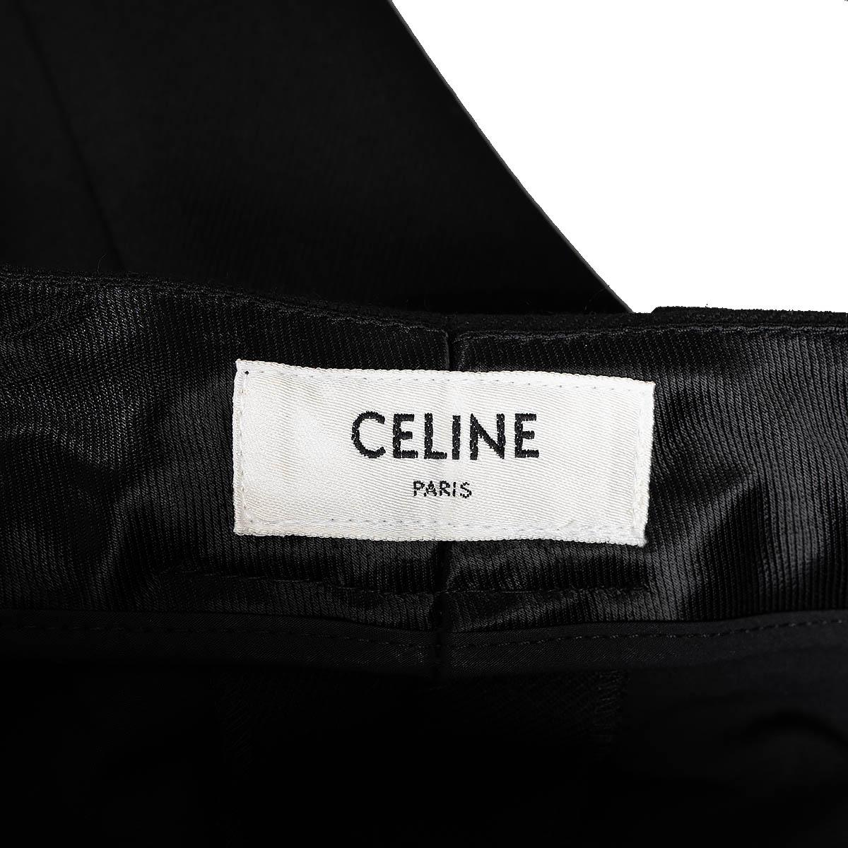 CELINE black wool blend 2020 WIDE LEG CULOTTES Pants 38 S For Sale 2