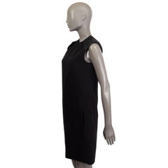 CELINE black wool blend PADDED SHOULDERS A-Line Dress 38 S
