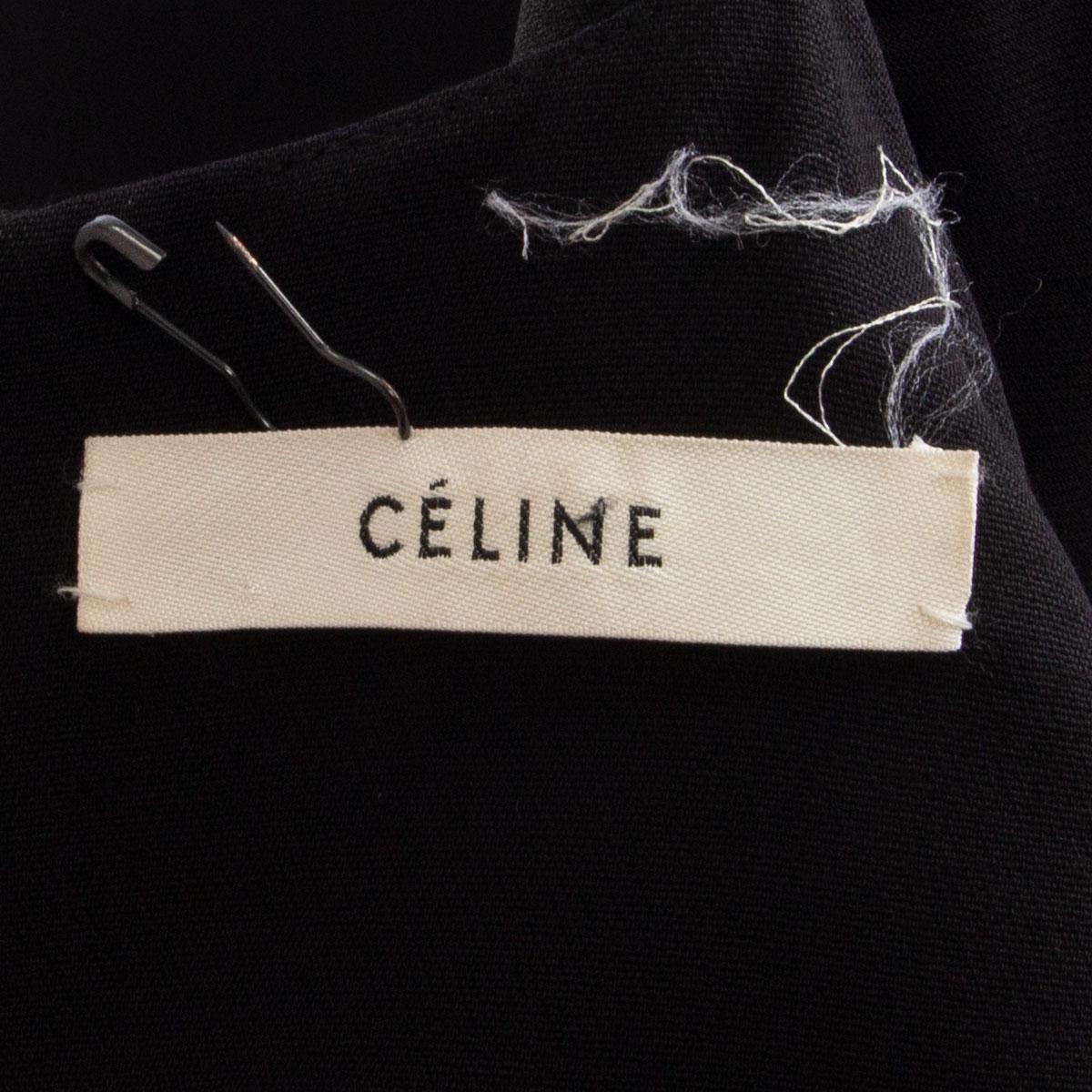 CELINE black wool blend PADDED SHOULDERS A-Line Dress 38 S In Excellent Condition In Zürich, CH