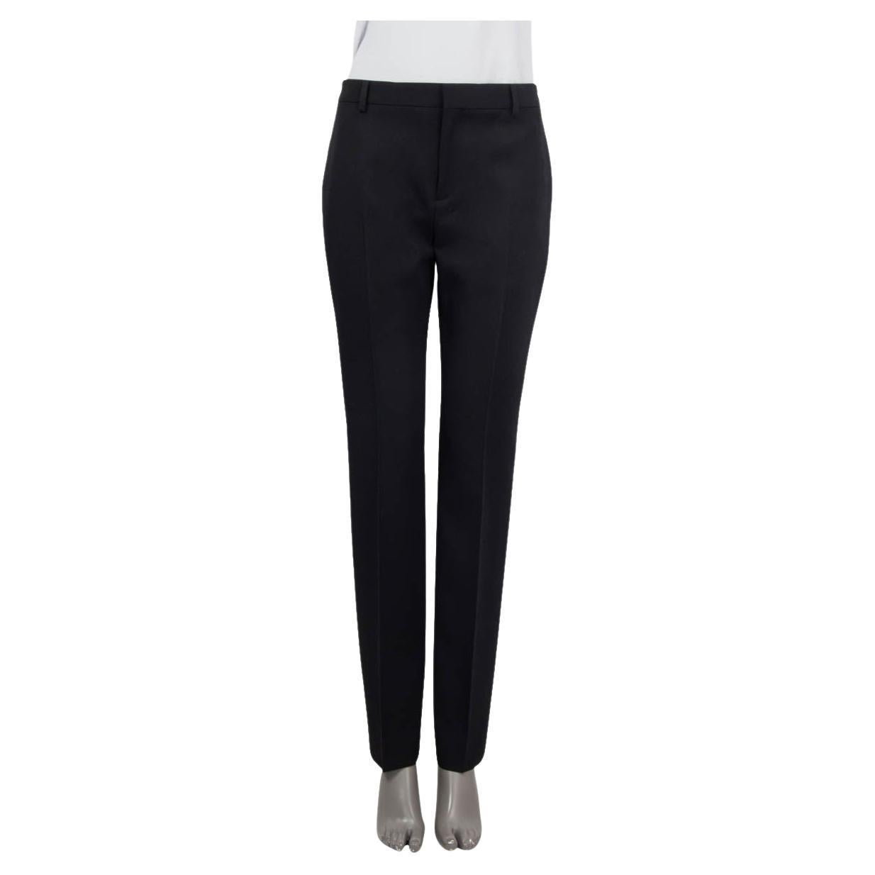 CELINE black wool CLASSIC STRAIGHT LEG Pants 38 S