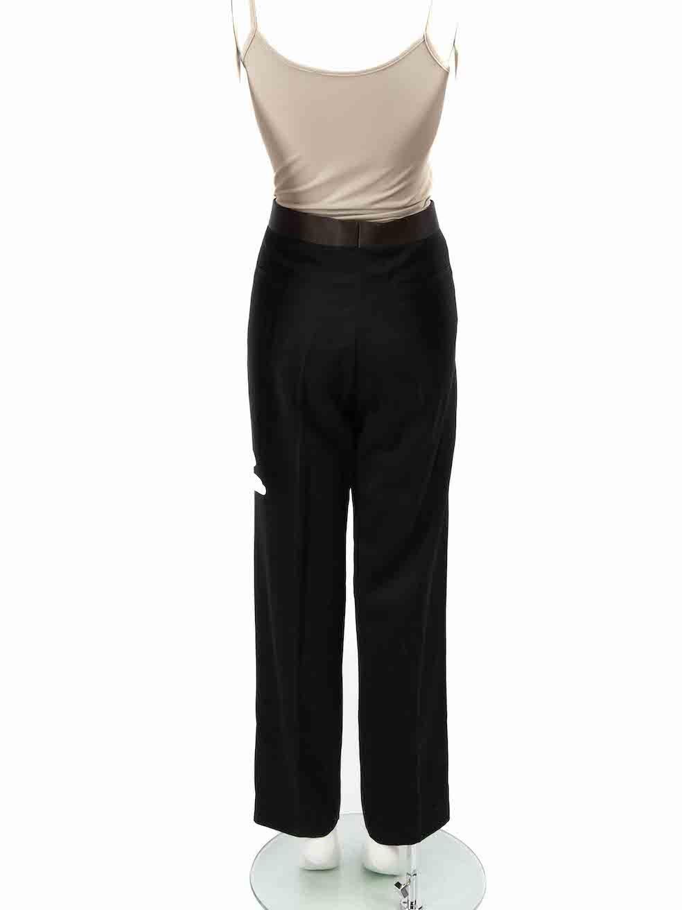 Céline Black Wool Contrast Waist Tapered Trousers Size XL In Good Condition For Sale In London, GB
