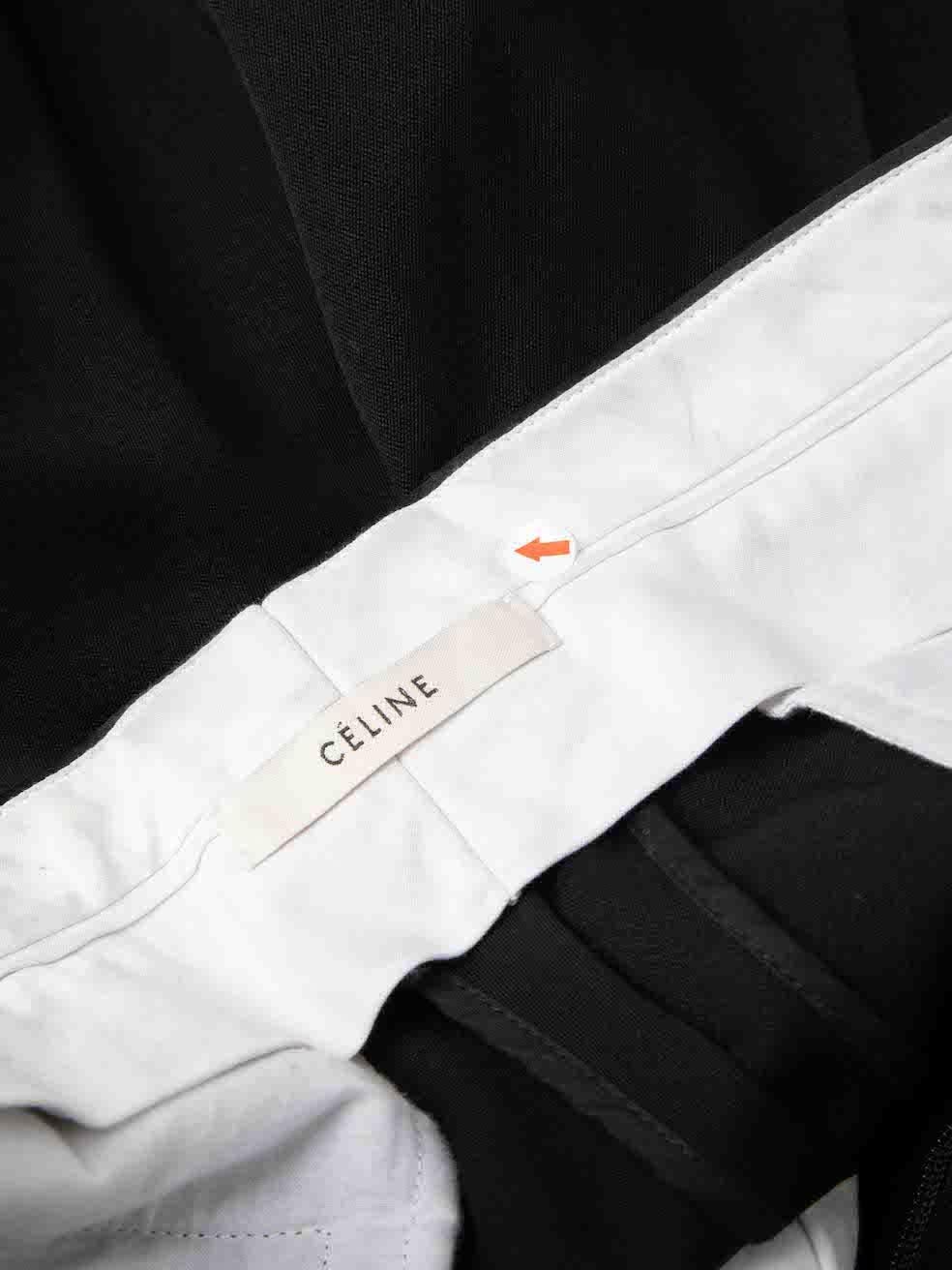 Pantalon fuselé à taille contrastée en laine noire Céline Taille XL en vente 3