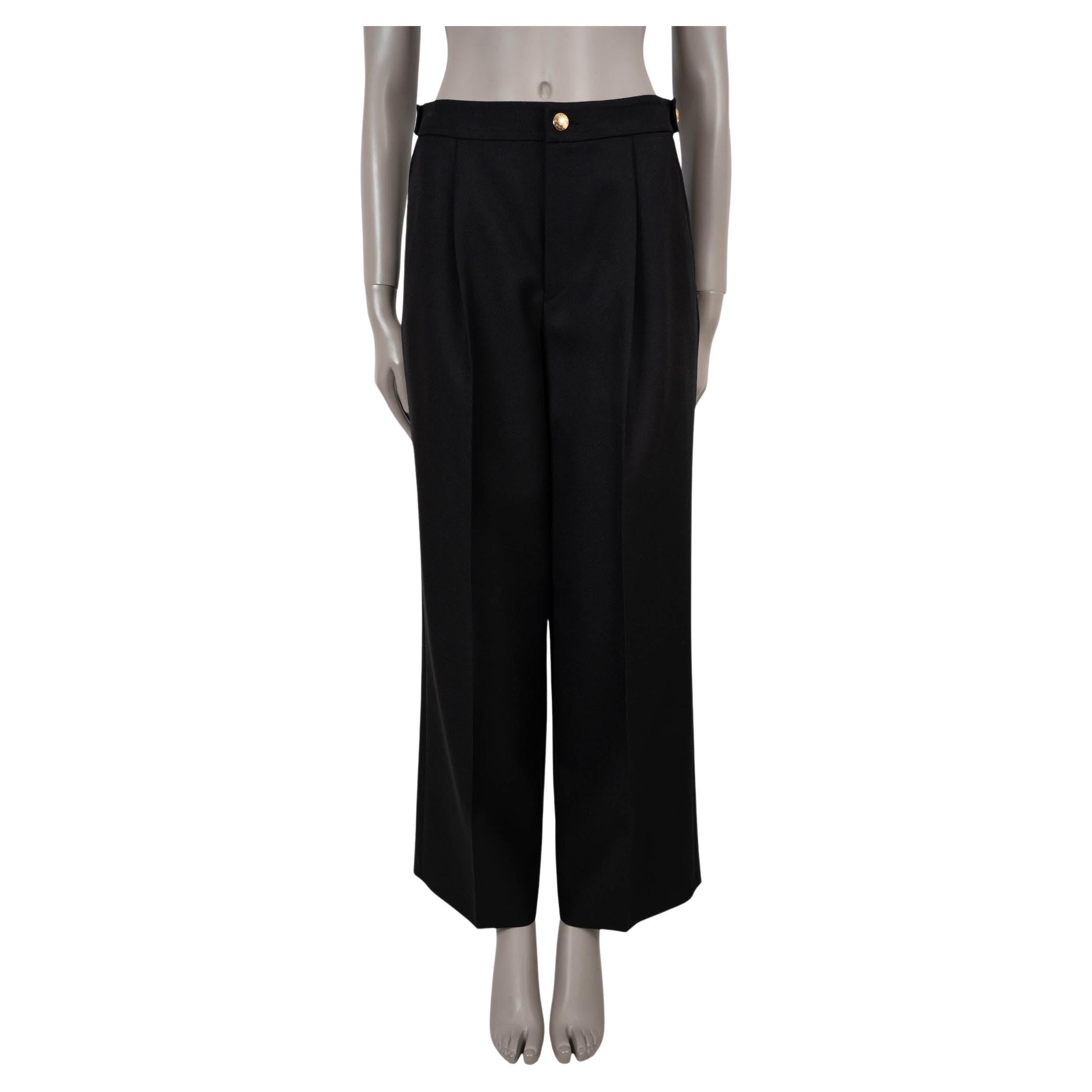 CELINE Schwarze TAILLAT WIDE LEG Hose aus Wolle & Mohair 2024 38 S
