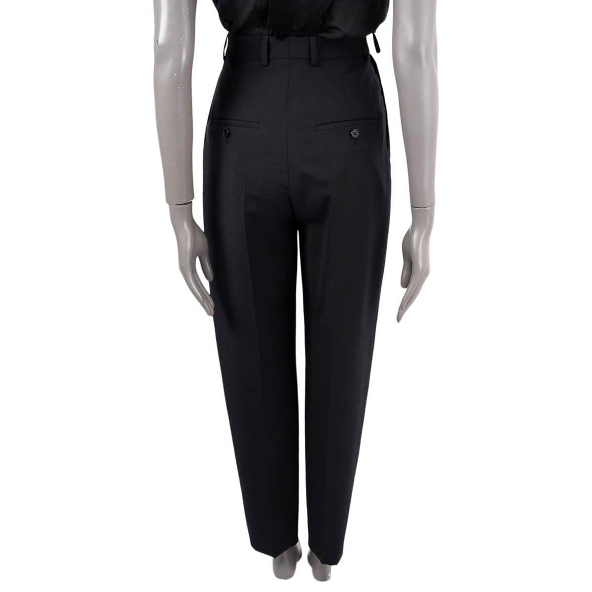 CELINE black wool & mohair DOUBLE PLEATED Dress Pants 36 XS In Excellent Condition In Zürich, CH