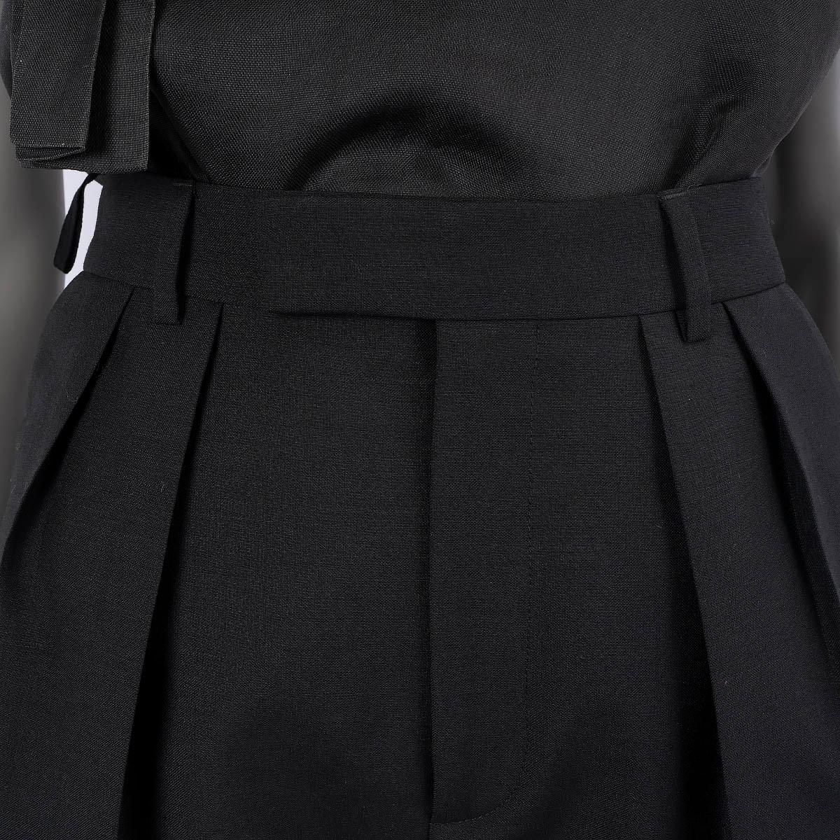 Women's CELINE black wool & mohair DOUBLE PLEATED Dress Pants 36 XS