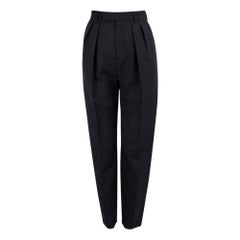 CELINE black wool & mohair DOUBLE PLEATED Dress Pants 36 XS