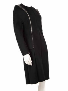 Céline Black Wool Zipped Detail Knee Length Dress Size M