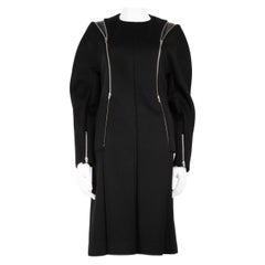 Céline Black Wool Zipped Detail Knee Length Dress Size M