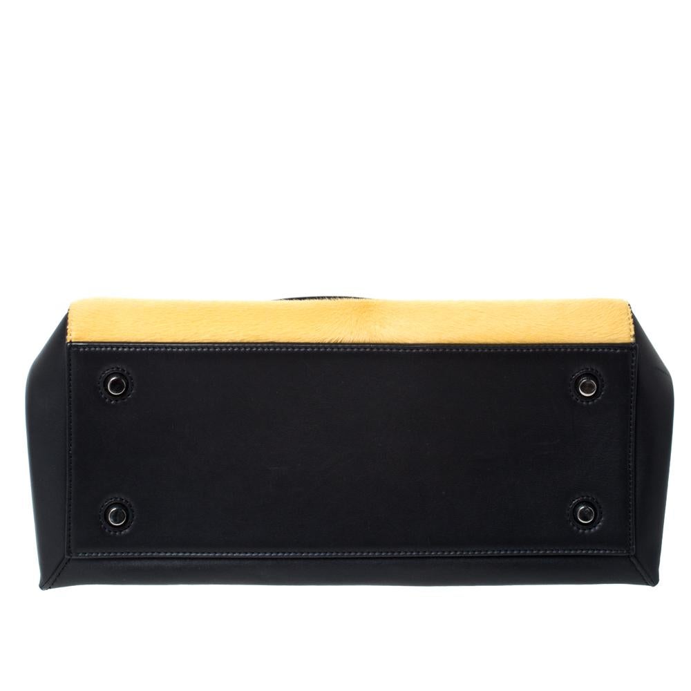 Celine Black/Yellow Calfhair and Leather Medium Edge Bag 4