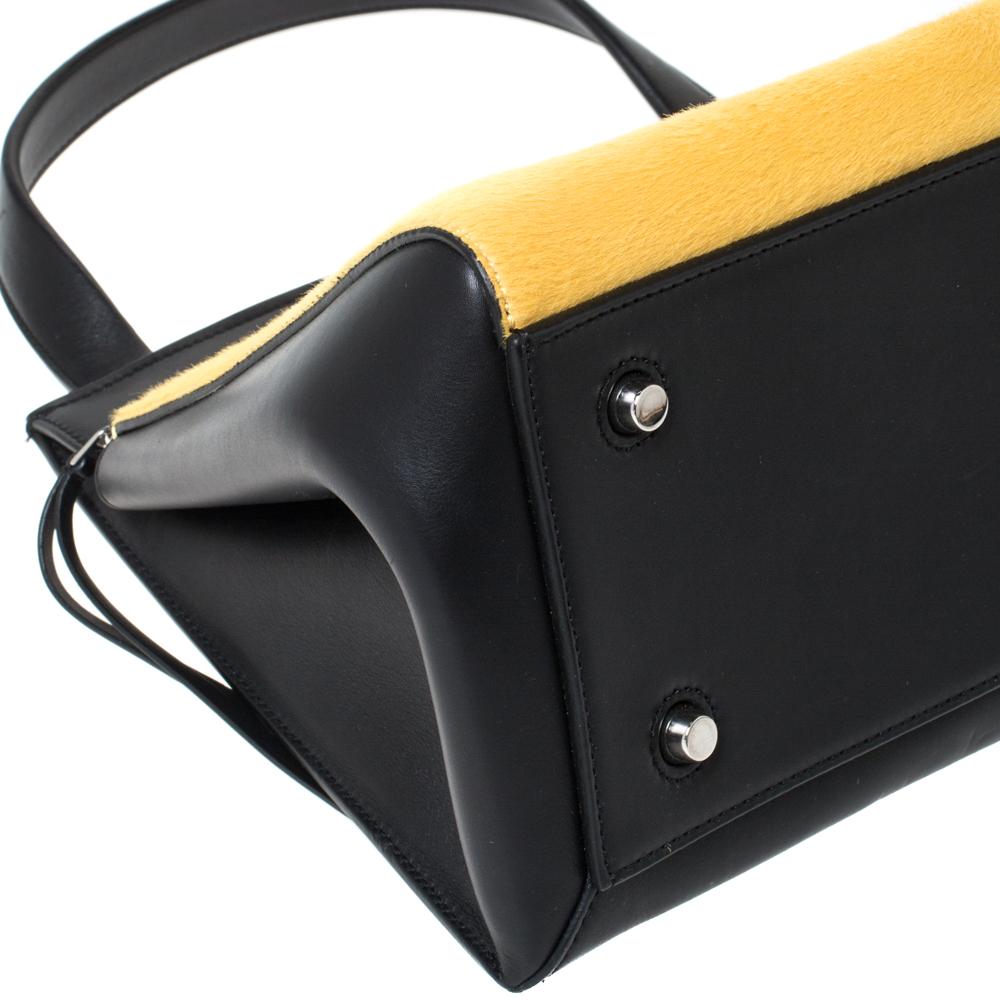 Celine Black/Yellow Calfhair and Leather Medium Edge Bag 2