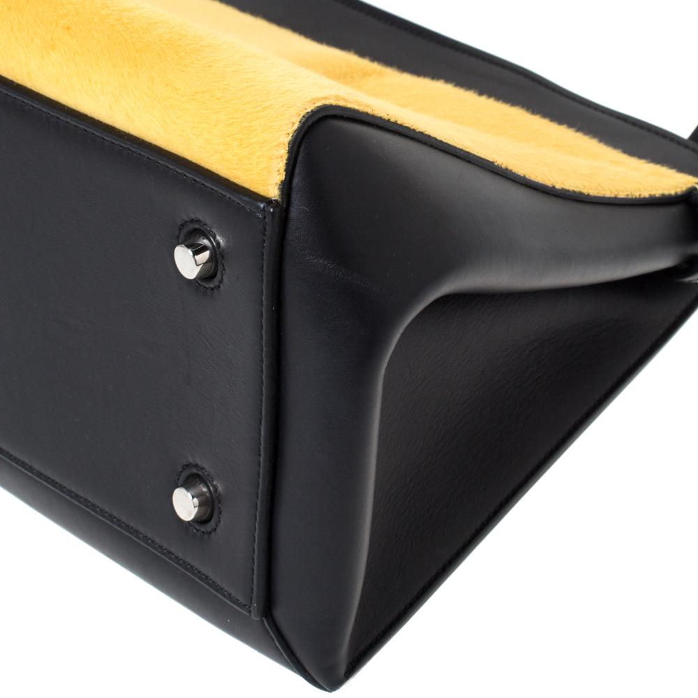 Celine Black/Yellow Calfhair and Leather Medium Edge Bag 3