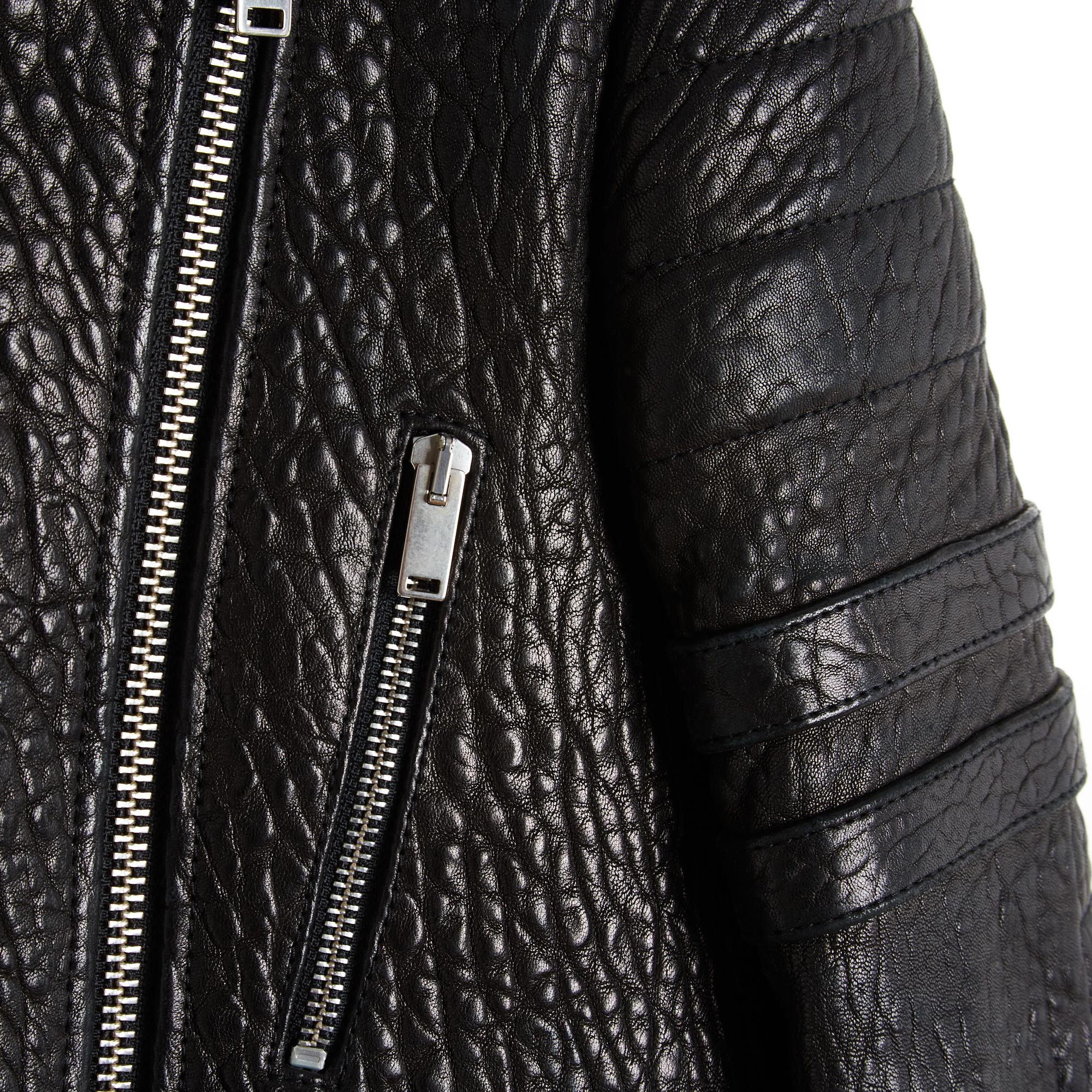 Céline Blouson FR40 Phoebe Philo Schwarze Leder Biker Jacke UK12 US10 Celine Damen im Angebot