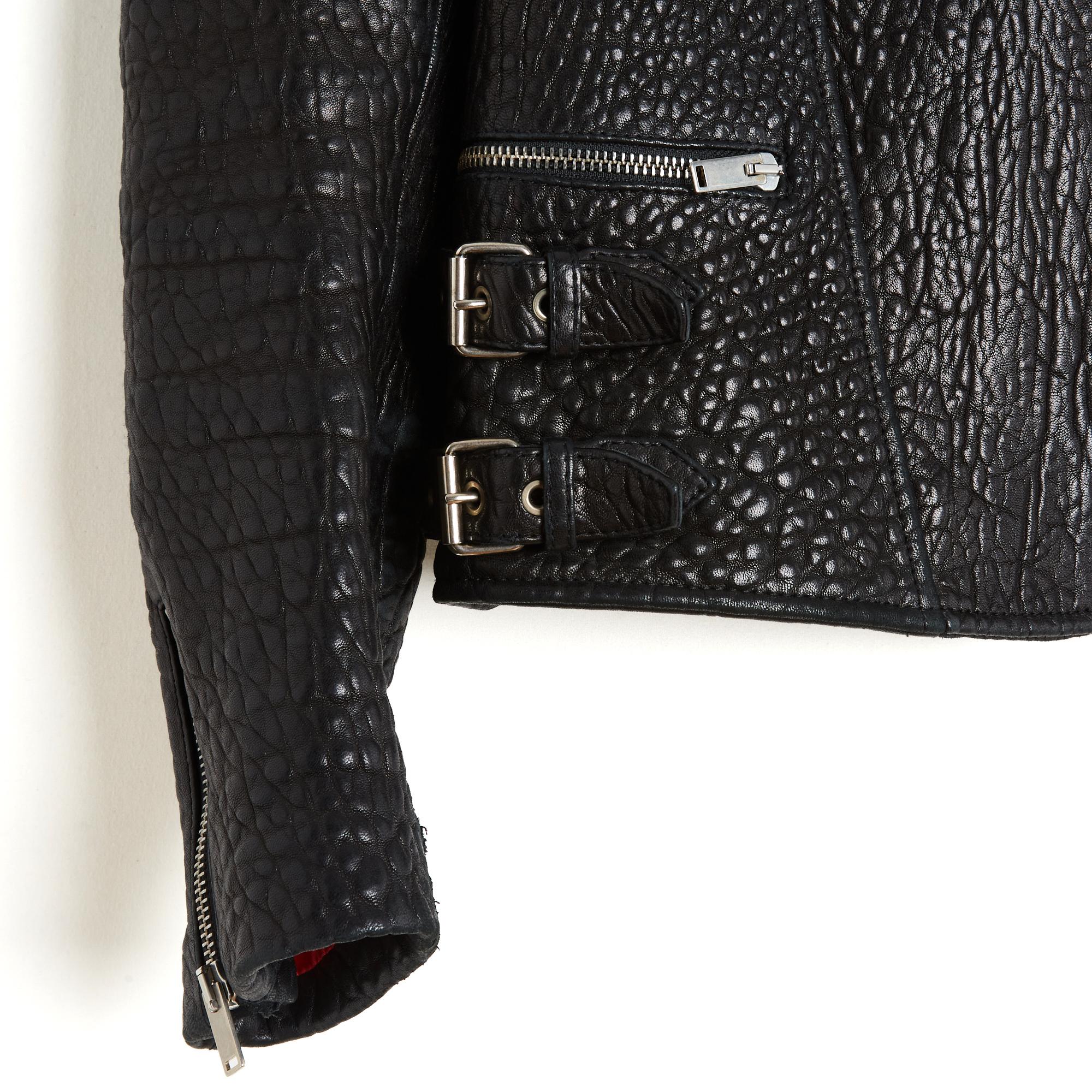 Céline Blouson FR40 Phoebe Philo Schwarze Leder Biker Jacke UK12 US10 Celine im Angebot 1